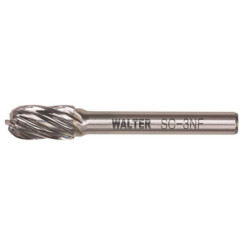 WALTER 01V061 CARBIDE BURR 1/4in Shank Aluminum Soft Metals SC - 3 NF - Mississauga Hardware Centre Inc