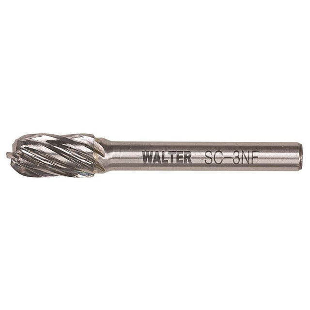 WALTER 01V061 CARBIDE BURR 1/4in Shank Aluminum Soft Metals SC - 3 NF - Mississauga Hardware Centre Inc