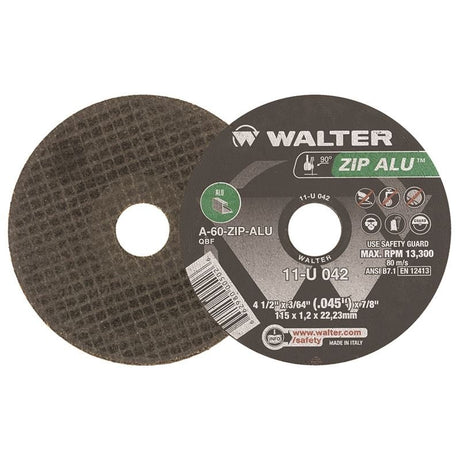 WALTER 11U042 ZIP ALU CUT - OFF WHEEL 4 - 1/2in X 3/64 - Mississauga Hardware Centre Inc