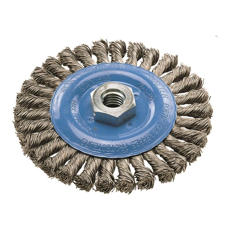 WALTER 13L514 5in X 3/8in X5/8in STAINLESS STEEL WIDE WHEEL BRUSH KNOT TWIST - Mississauga Hardware Centre Inc