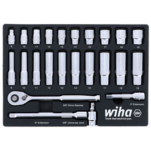 WIHA 33795 24 Piece 3/8â€ Drive Professional Socket Tray Set - Metric - Mississauga Hardware Centre Inc