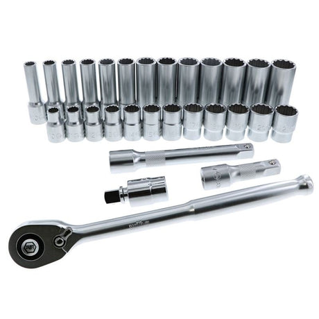 WIHA 33895 29 Piece 1/2â€ Drive Professional Standard and Deep Socket Tray Set - Metric - Mississauga Hardware Centre Inc