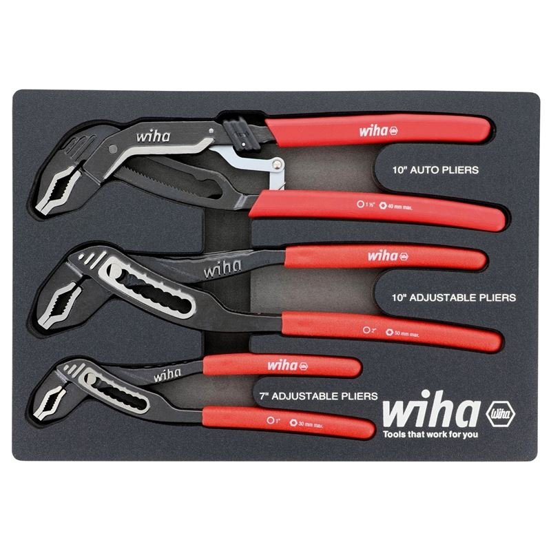 WIHA 34690 3 Piece Classic Grip Adjustable Water Pump Pliers Tray Set - Mississauga Hardware Centre Inc
