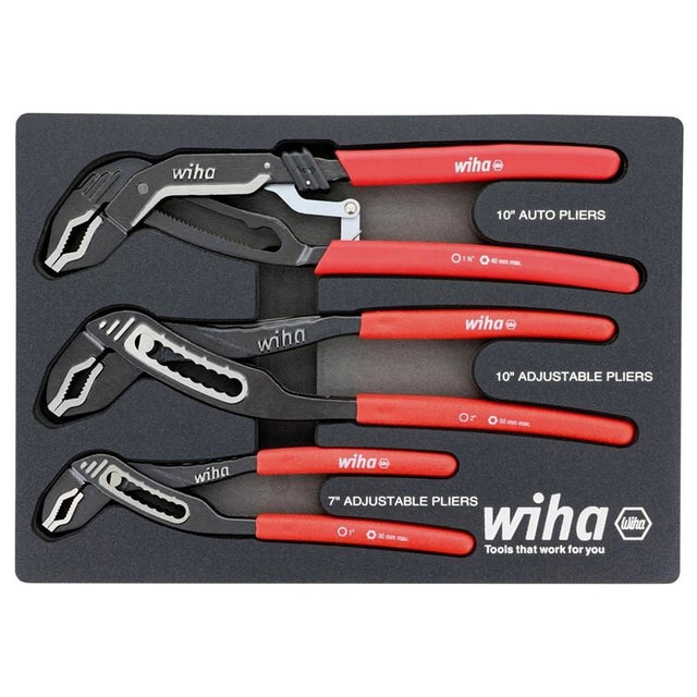 WIHA 34690 3 Piece Classic Grip Adjustable Water Pump Pliers Tray Set - Mississauga Hardware Centre Inc