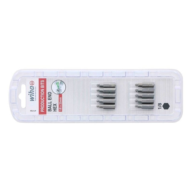 Wiha Ball End Hex Inch Insert Bit 1/8in Pack of 10 Bits - Mississauga Hardware Centre IncWiha ToolsWIHA-71703