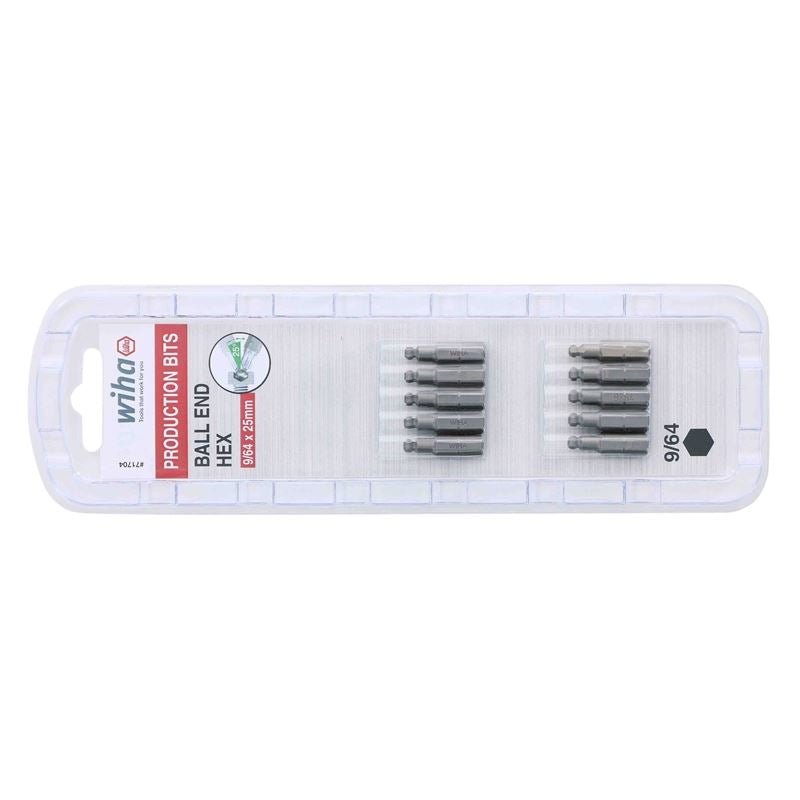 Wiha Ball End Hex Inch Insert Bit 9/64in Pack of 10 Bits - Mississauga Hardware Centre IncWiha ToolsWIHA-71704