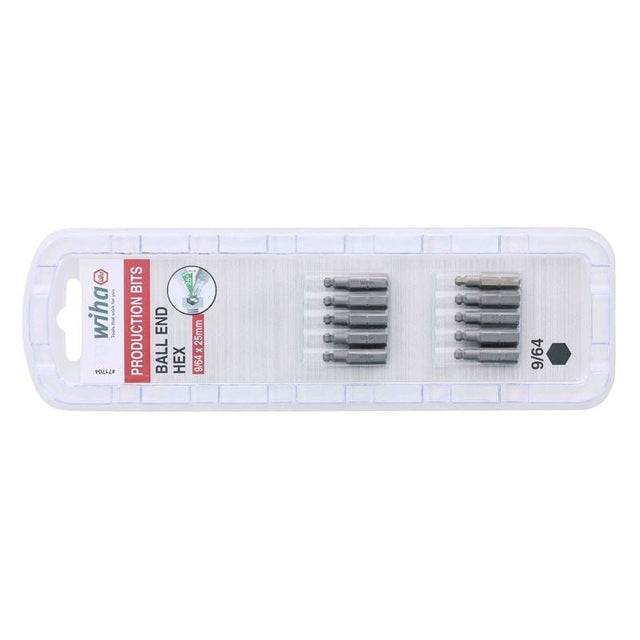 Wiha Ball End Hex Inch Insert Bit 9/64in Pack of 10 Bits - Mississauga Hardware Centre IncWiha ToolsWIHA-71704