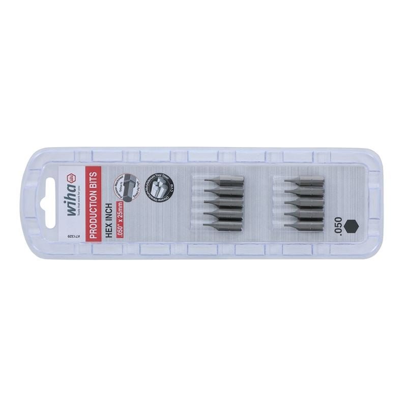 Wiha Hex Inch Insert Bit .050 x 25mm Pack of 10 Bits - Mississauga Hardware Centre IncWiha ToolsWIHA-71329