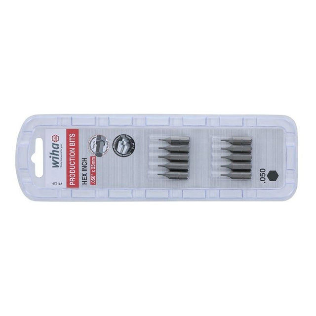 Wiha Hex Inch Insert Bit .050 x 25mm Pack of 10 Bits - Mississauga Hardware Centre IncWiha ToolsWIHA-71329