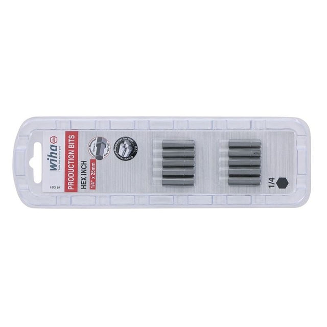 Wiha Hex Inch Insert Bit 1/4 x 25mm Pack of 10 Bits - Mississauga Hardware Centre IncWiha ToolsWIHA-71351