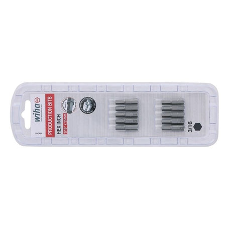 Wiha Hex Inch Insert Bit 3/16 x 25mm Pack of 10 Bits - Mississauga Hardware Centre IncWiha ToolsWIHA-71345