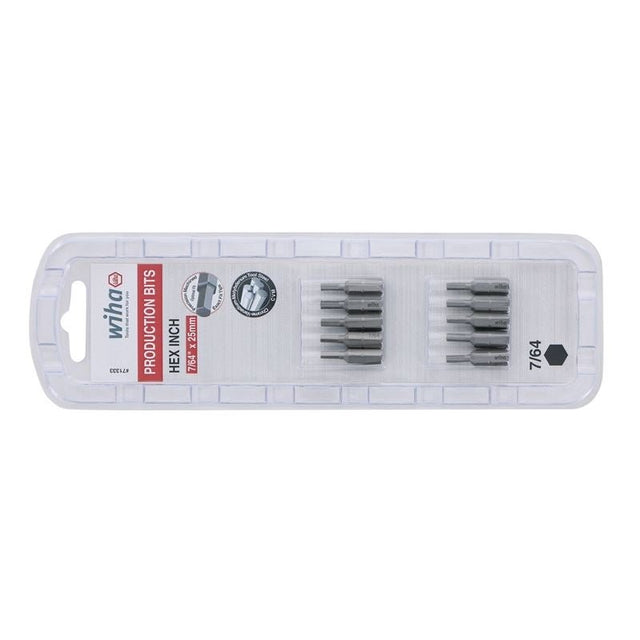 Wiha Hex Inch Insert Bit 7/64 x 25mm Pack of 10 Bits - Mississauga Hardware Centre IncWiha ToolsWIHA-71333