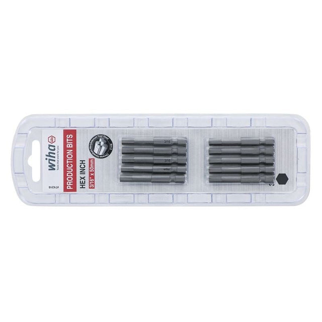 Wiha Hex Inch Power Bit 3/16 x 50mm Pack of 10 Bits - Mississauga Hardware Centre IncWiha ToolsWIHA-74316