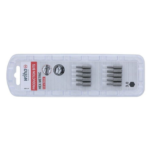Wiha Hex Metric Insert Bit 3.0 x 25mm Pack of 10 Bits - Mississauga Hardware Centre IncWiha ToolsWIHA-71309