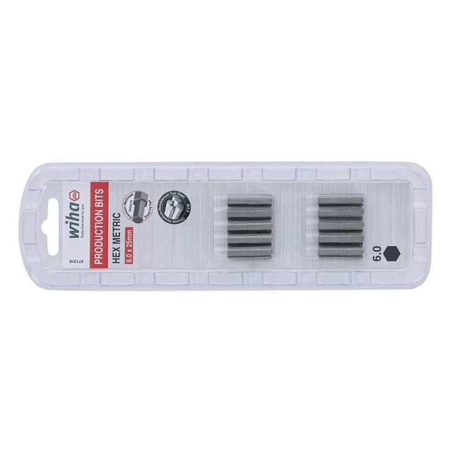Wiha Hex Metric Insert Bit 6.0 x 25mm Pack of 10 Bits - Mississauga Hardware Centre IncWiha ToolsWIHA-71318