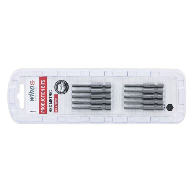 Wiha Hex Metric Power Bit 3.0 x 50mm Pack of 10 Bits - Mississauga Hardware Centre IncWiha ToolsWIHA-74330