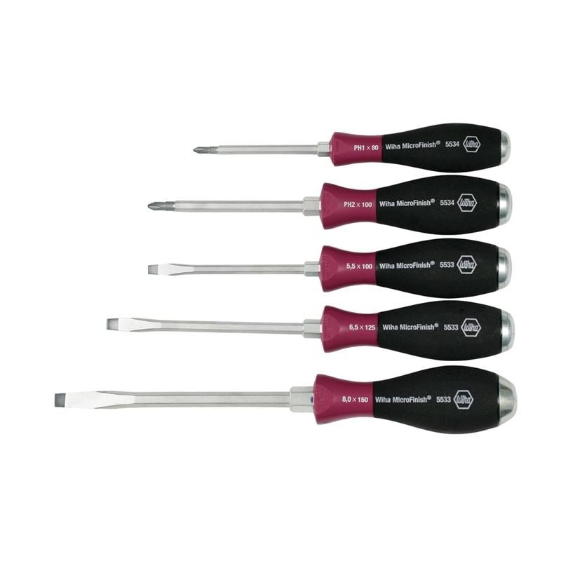 Wiha MicroFinish Extra Heavy Duty Slotted/Phillips 5 Piece Set - Mississauga Hardware Centre IncWiha ToolsWIHA-53390