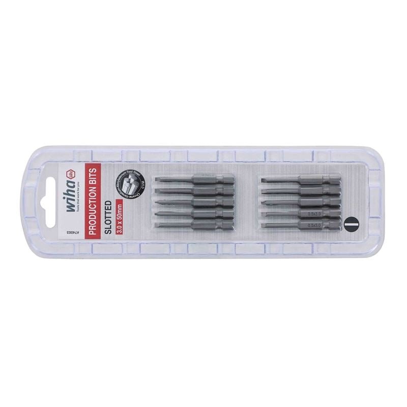 Wiha Slotted Power Bit 3.0 x 50mm Pack of 10 Bits - Mississauga Hardware Centre IncWiha ToolsWIHA-74003
