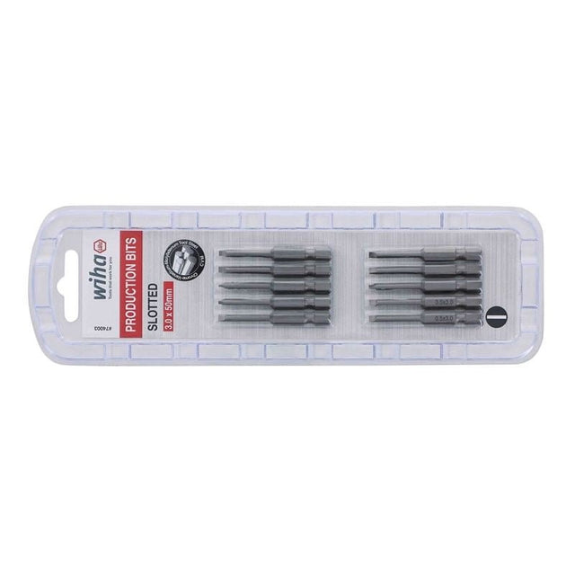 Wiha Slotted Power Bit 3.0 x 50mm Pack of 10 Bits - Mississauga Hardware Centre IncWiha ToolsWIHA-74003