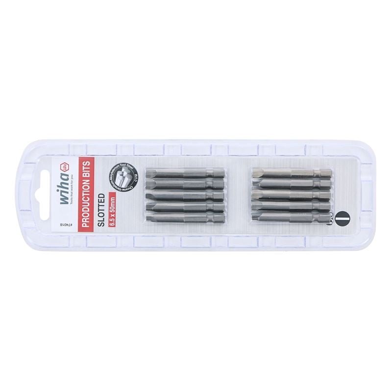 Wiha Slotted Power Bit 6.5 x 50mm Pack of 10 Bits - Mississauga Hardware Centre IncWiha ToolsWIHA-74018