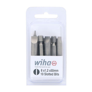 Wiha Slotted Power Bit 8.0 x 1.2 x 50mm Pack of 10 Bits - Mississauga Hardware Centre IncWiha ToolsWIHA-74021