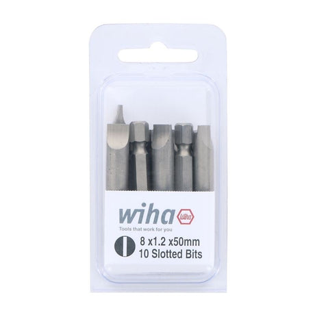 Wiha Slotted Power Bit 8.0 x 1.2 x 50mm Pack of 10 Bits - Mississauga Hardware Centre IncWiha ToolsWIHA-74021