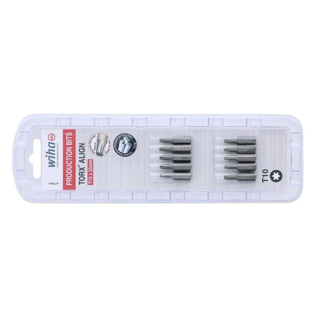 Wiha Torx Align Insert Bit T10 x 25mm Pack of 10 Bits - Mississauga Hardware Centre IncWiha ToolsWIHA-71541