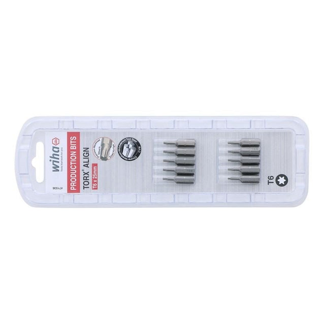 Wiha Torx Align Insert Bit T6 x 25mm Pack of 10 Bits - Mississauga Hardware Centre IncWiha ToolsWIHA-71536
