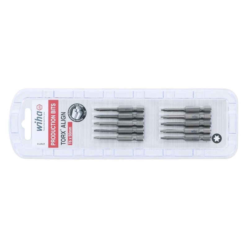 Wiha Torx Align Power Bit T6 x 50mm Pack of 10 Bits - Mississauga Hardware Centre IncWiha ToolsWIHA-74711