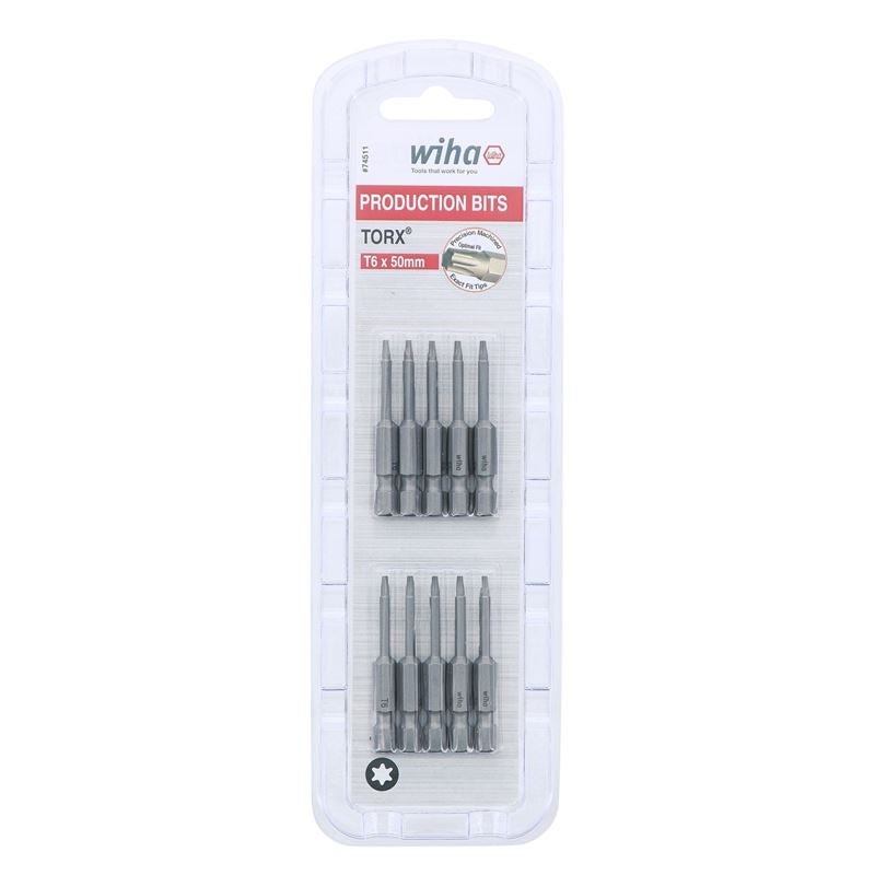 Wiha Torx Power Bit T6 x 50mm Pack of 10 Bits - Mississauga Hardware Centre IncWiha ToolsWIHA-74511