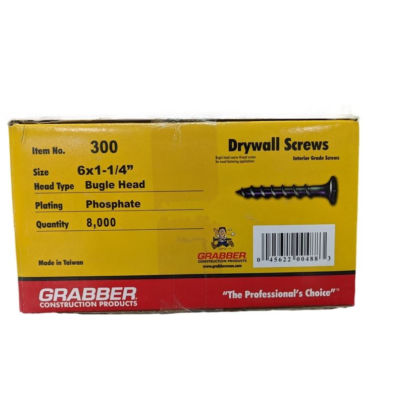 定番 1-1/4 Grabber w/ Scavenger Grabber 300#6 x Head x in #2 Tip Drywall 1-1/4