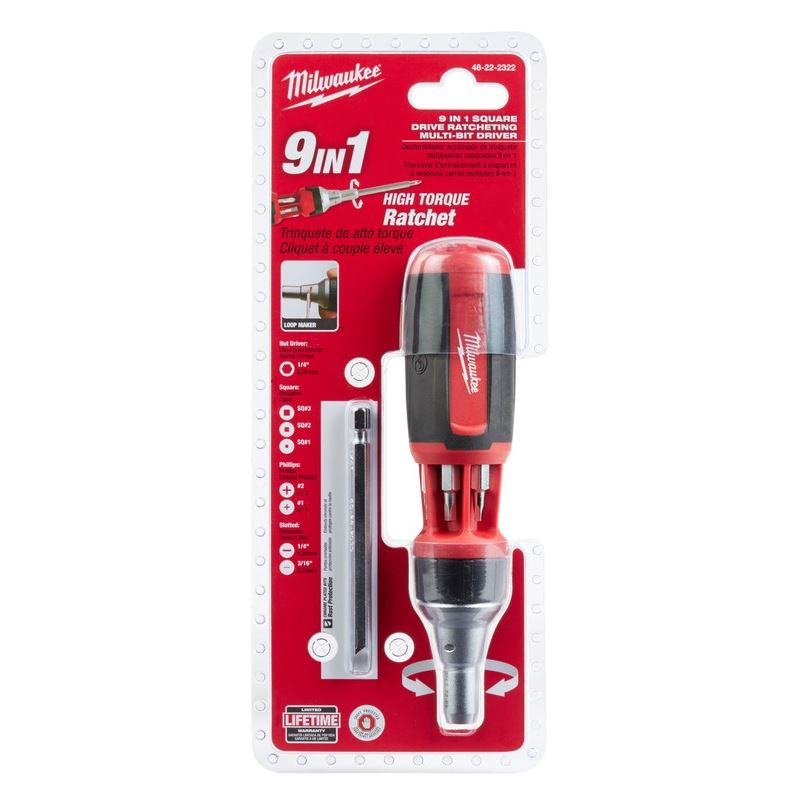 Milwaukee 48-22-2302A 10-in-1 Square Drive Ratcheting Multi-Bit Driver 